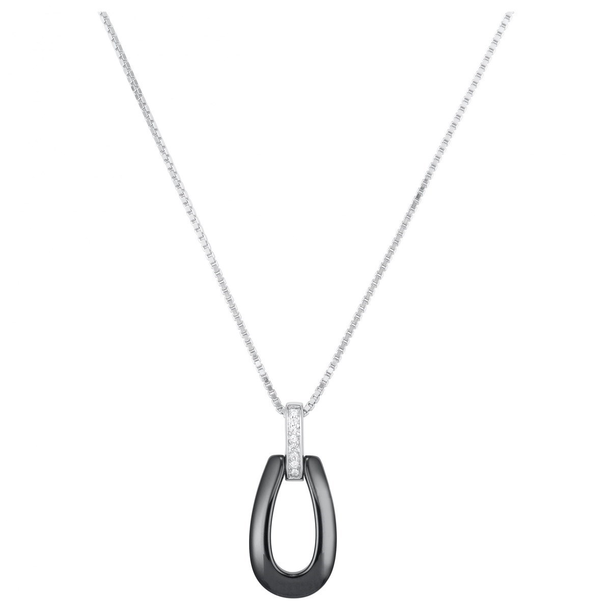 Collier mono-motif en Argent 925 millièmes et céramique - blanc brillant