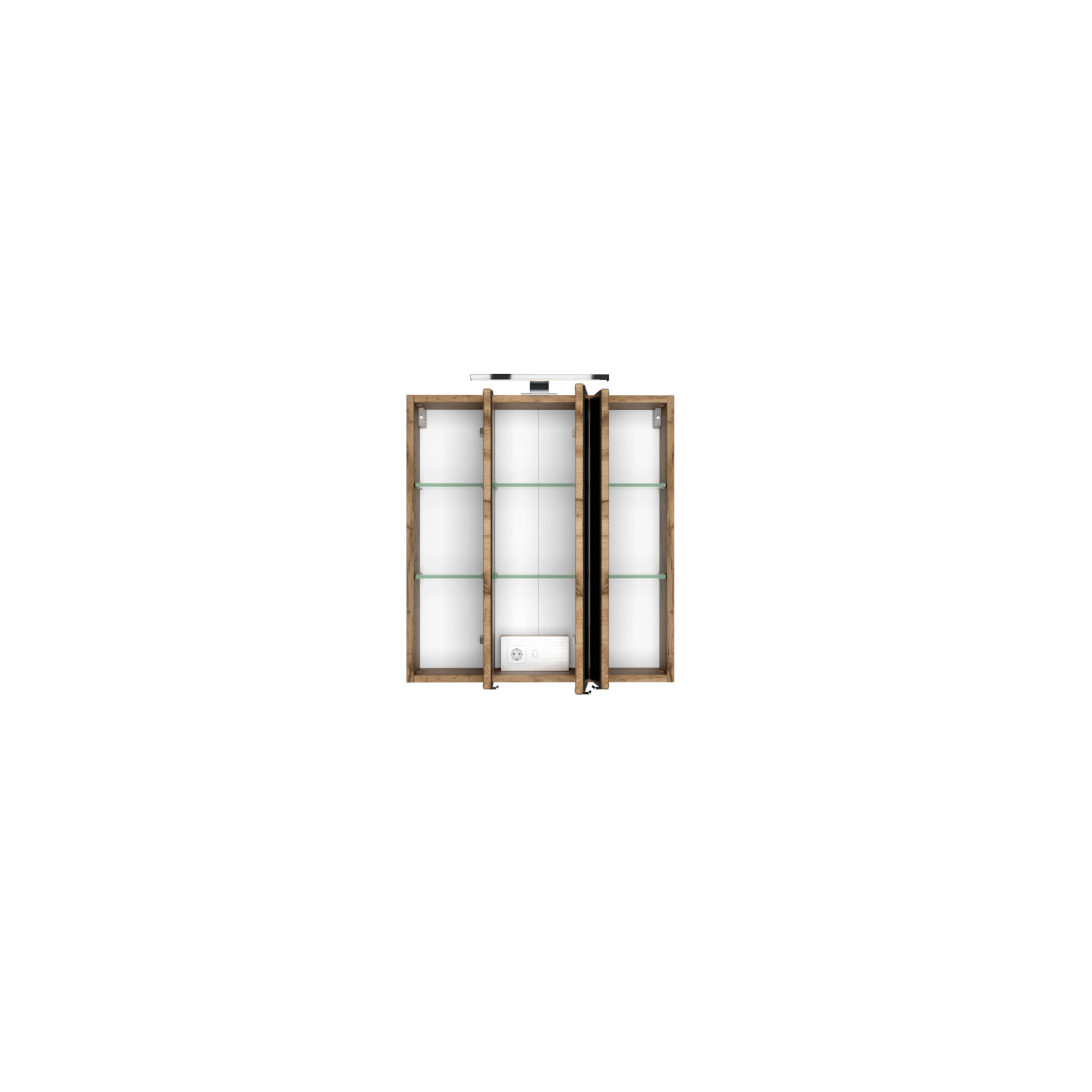 3D-Spiegelschrank BAABE - Wotaneiche - mit LED-Beleuchtung - 60 cm