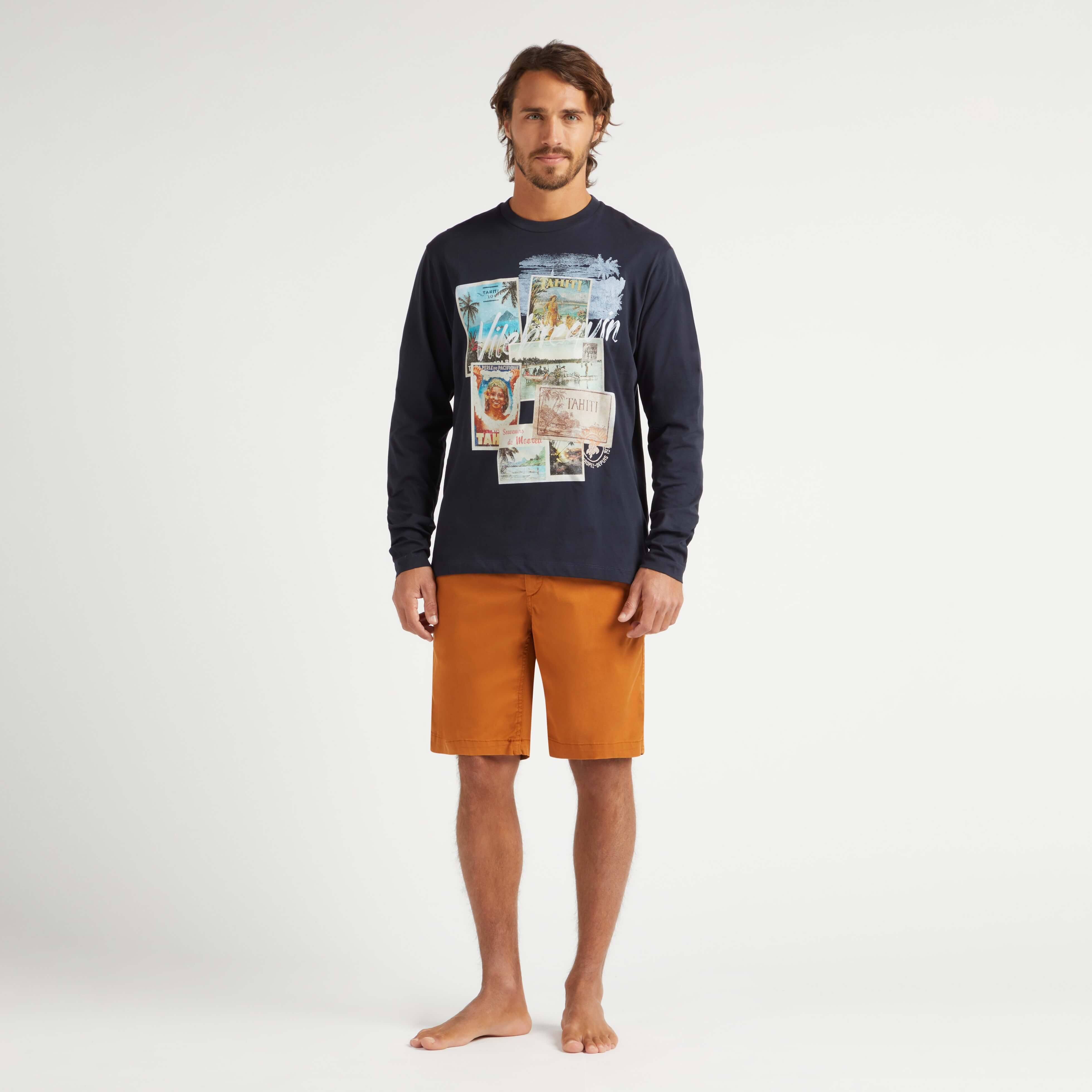 T-shirt Manches Longues en Coton Homme Vintage