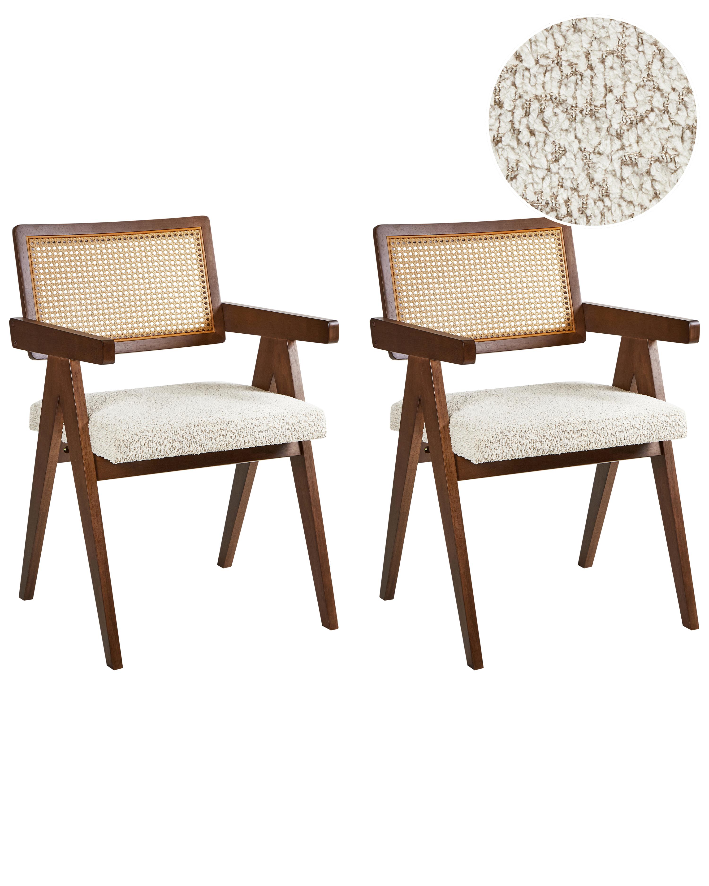 Set van 2 eetkamerstoelen AVA Hout Donkerbruin/beige