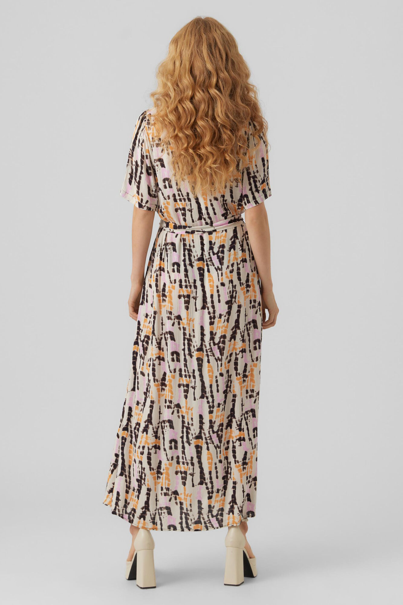 Vestido na altura do tornozelo com mangas 2/4 - Cinza