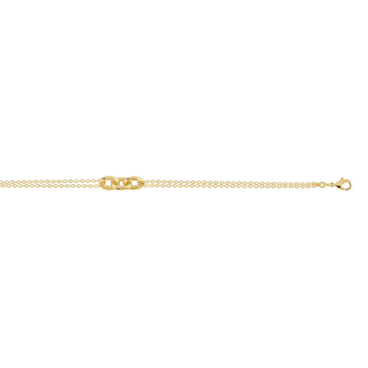 Bracelet plaqué or trois anneaux entrelacés 19 cm