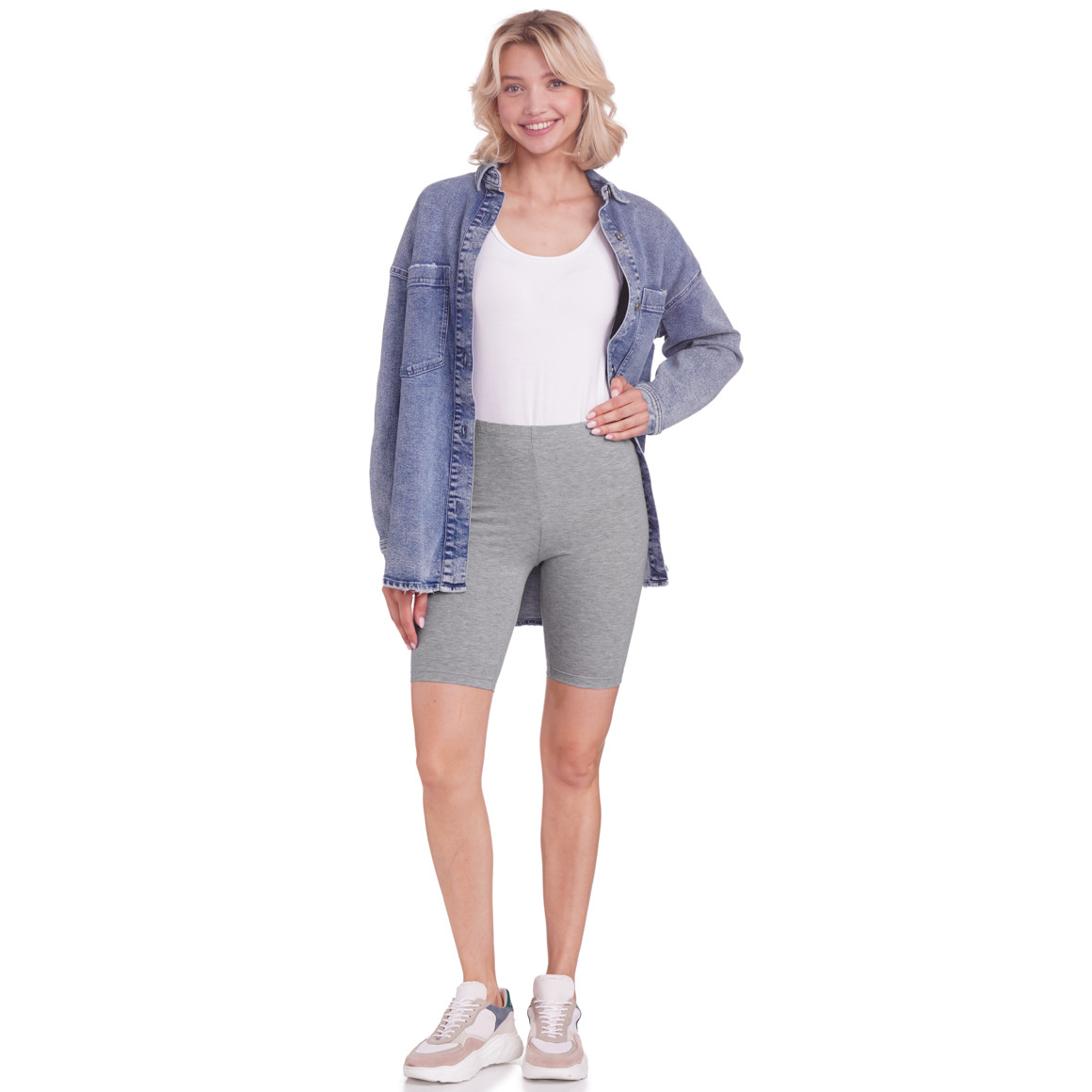 Famy 2 Damen Radler unifarben dunkelgrau / hellgrau