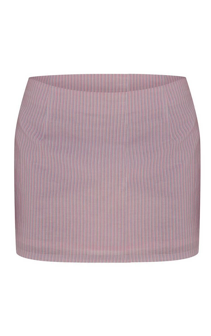 Stripped Mini Jupe Fluide En Lin À Rayures Roses