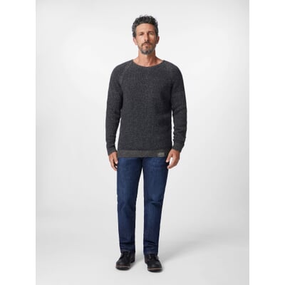 Herren-Strickpullover meliert, Dunkelblau