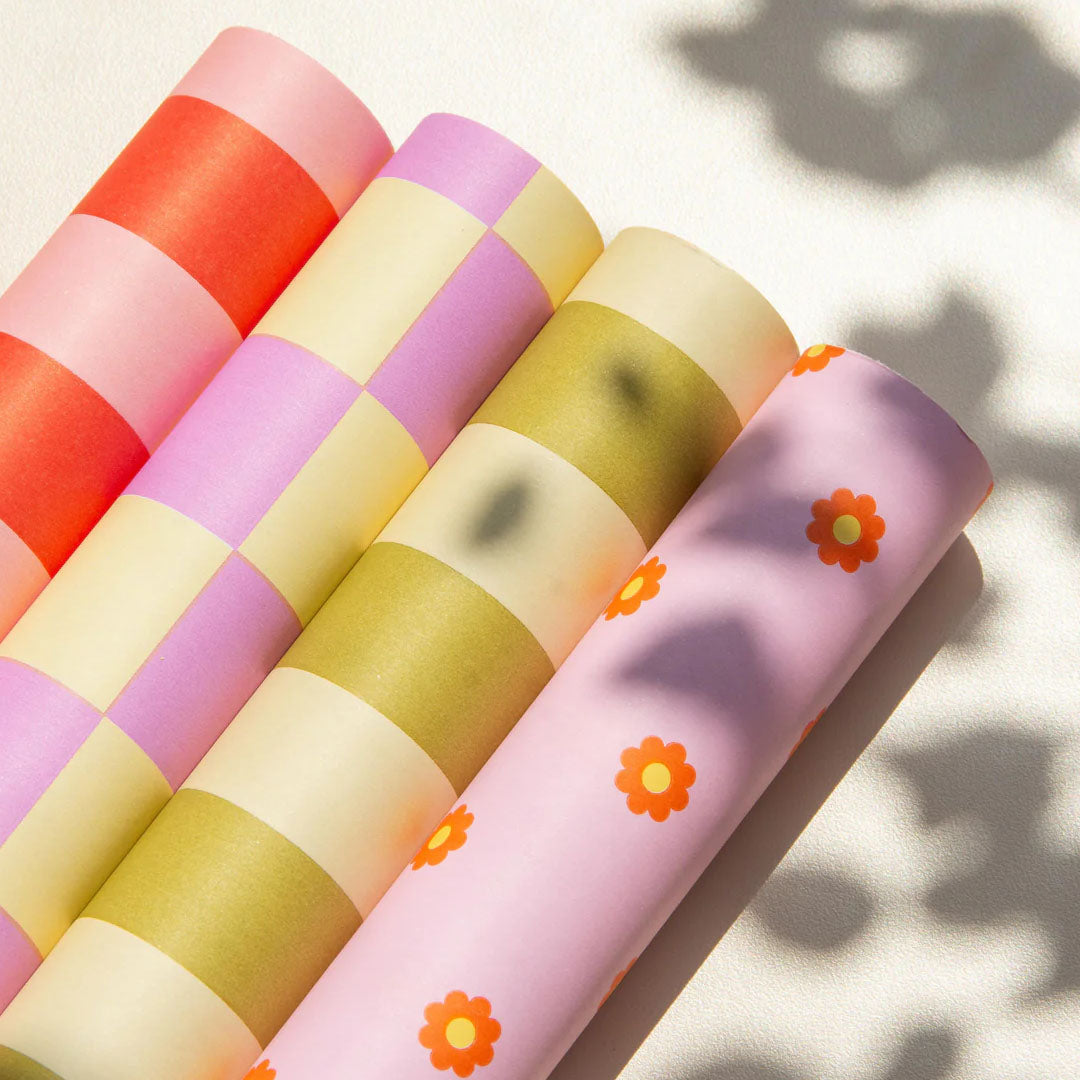 ole inpakpapier checkerboard - vanilla - violet - 3 m