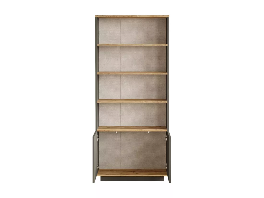 Bibliothèque avec 2 portes et 4 niches - Anthracite et naturel - LOTULA