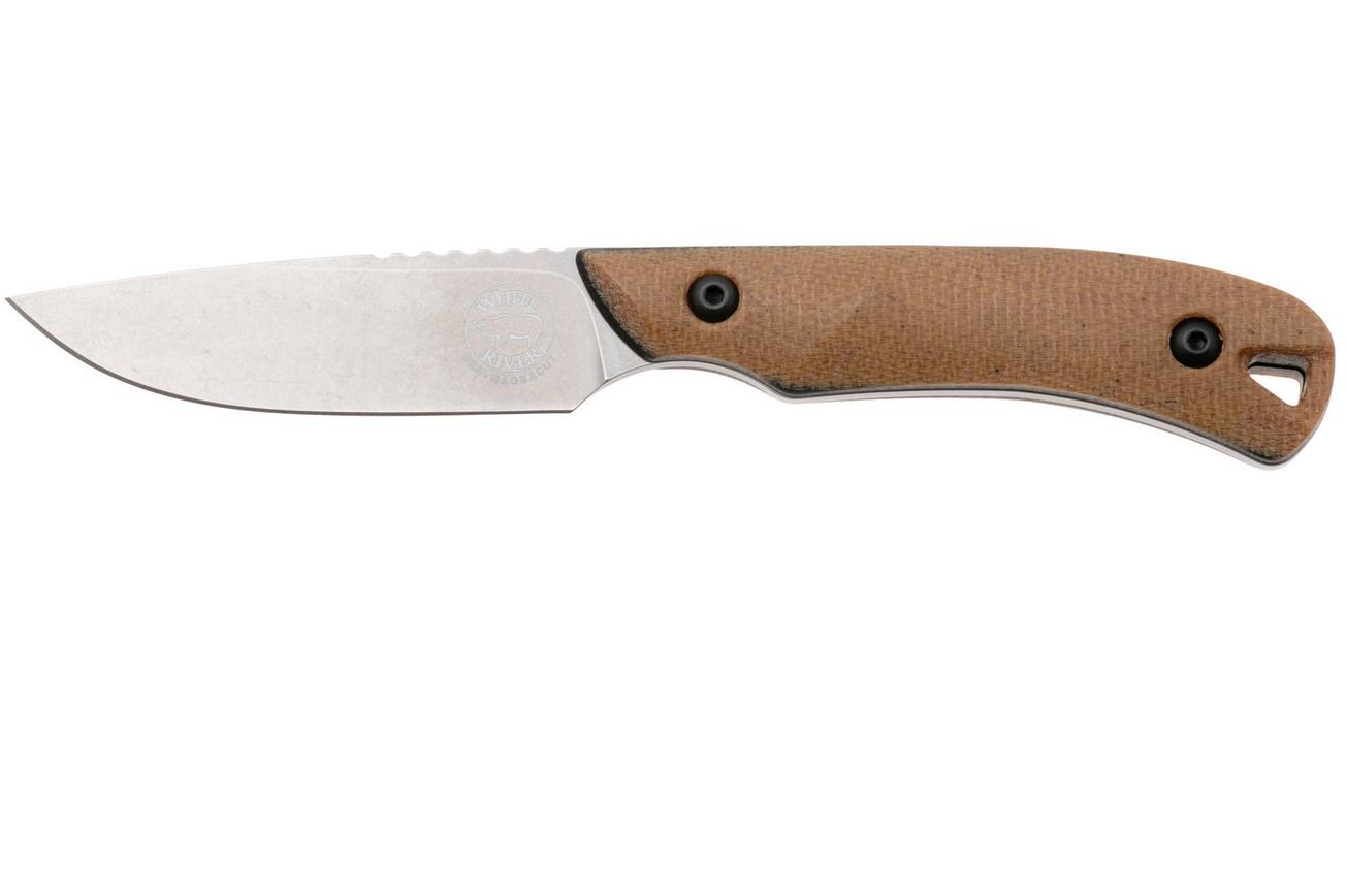 White River Knives Axiom WRSS-AXM-MNB Stonewashed Magnacut, Natural Canvas Micarta, jachtmes, Smith and Sons design