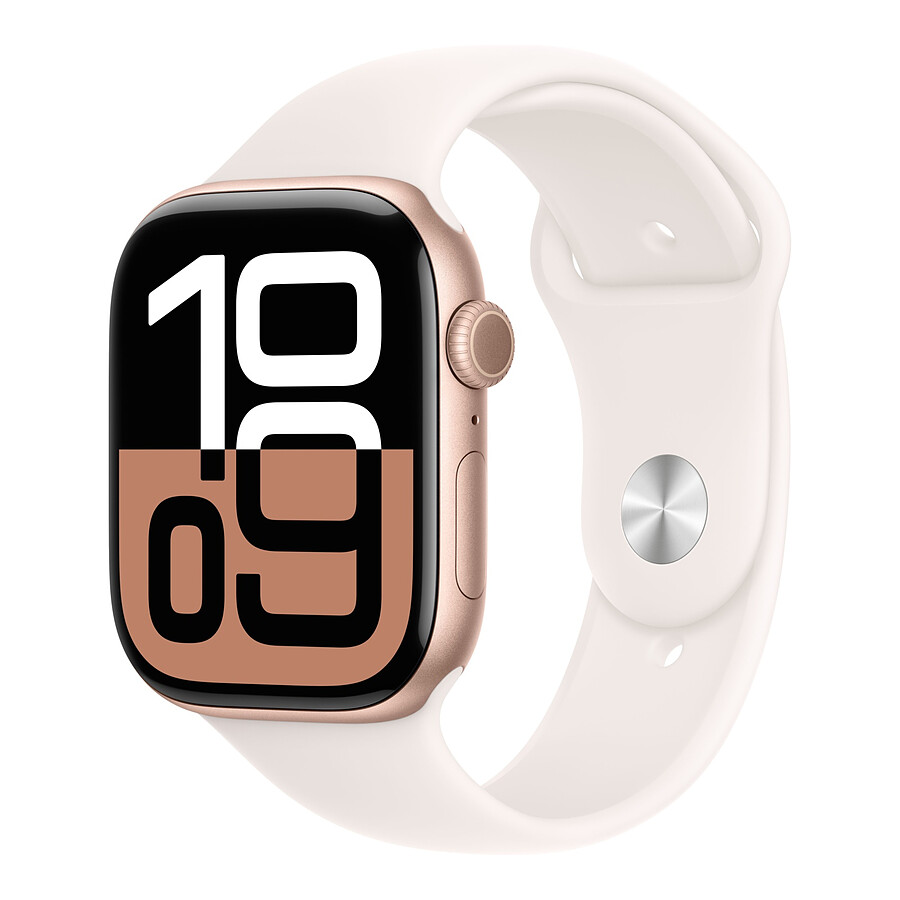 Apple Watch Series 10 GPS + Cellular - Aluminium Rose Or - Bracelet Sport Rose Tendre - 46 mm - Taille S/M