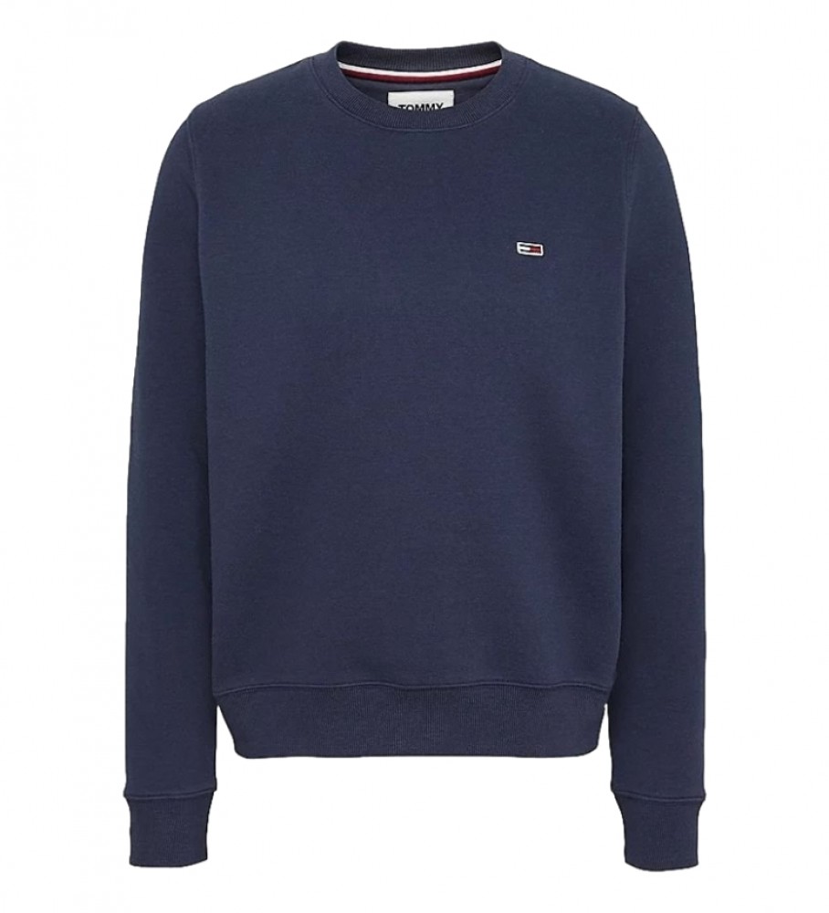 Moletom Tommy Jeans Regular Fleece com Gola Redonda, Azul Marinho