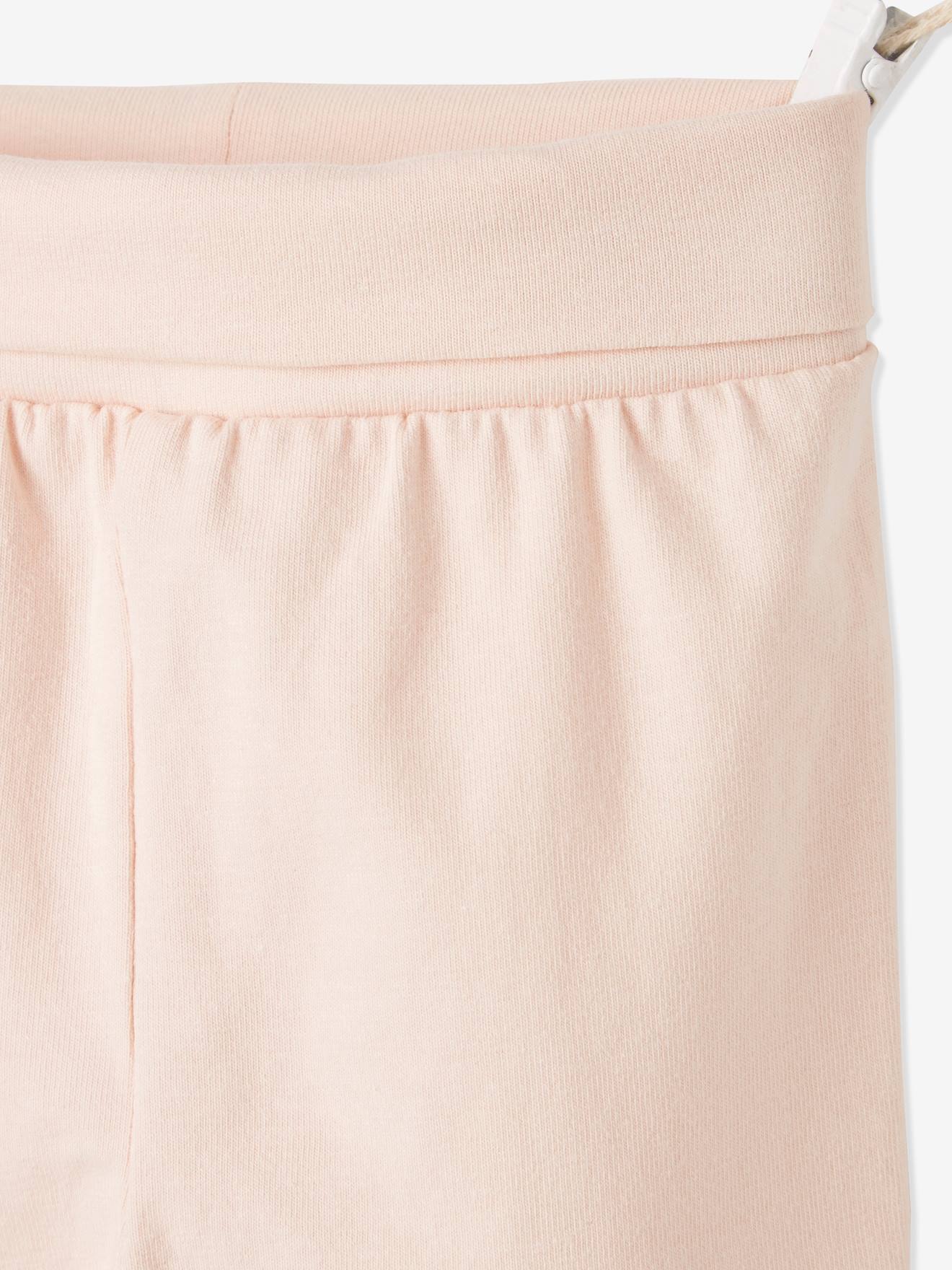 Conjunto de 3 peças com laço, vestido estampado e leggings para recém-nascida, estampa rosa médio.