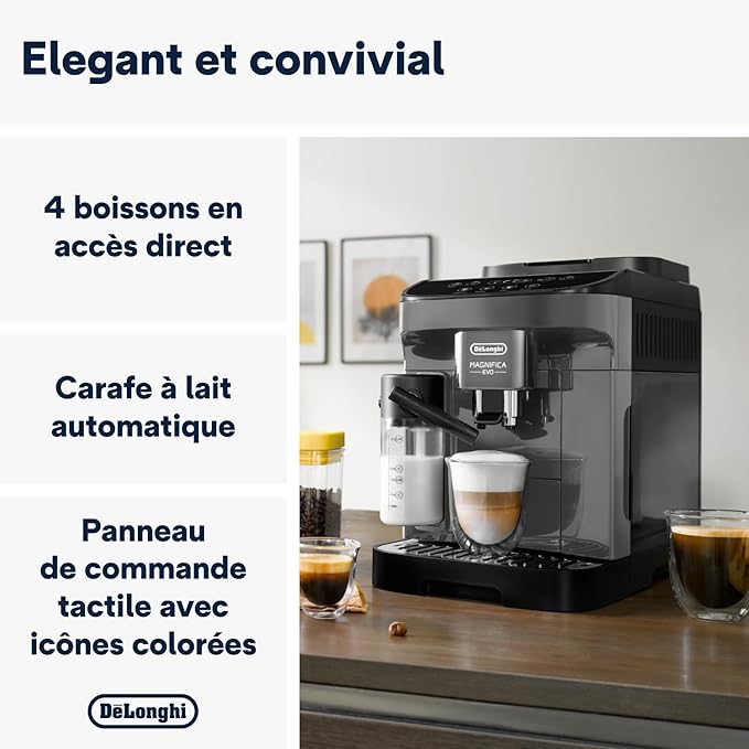 De'Longhi Magnifica Evo ECAM292.52.GB, machine à café automatique en grains, noir