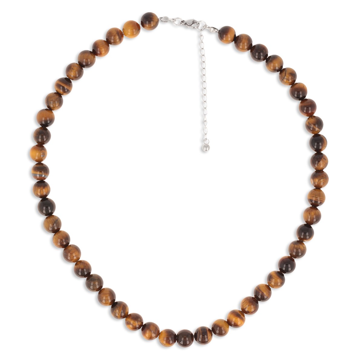 Collier acier inoxydable pierre d'oeil de tigre longueur réglable 40cm + 5cm