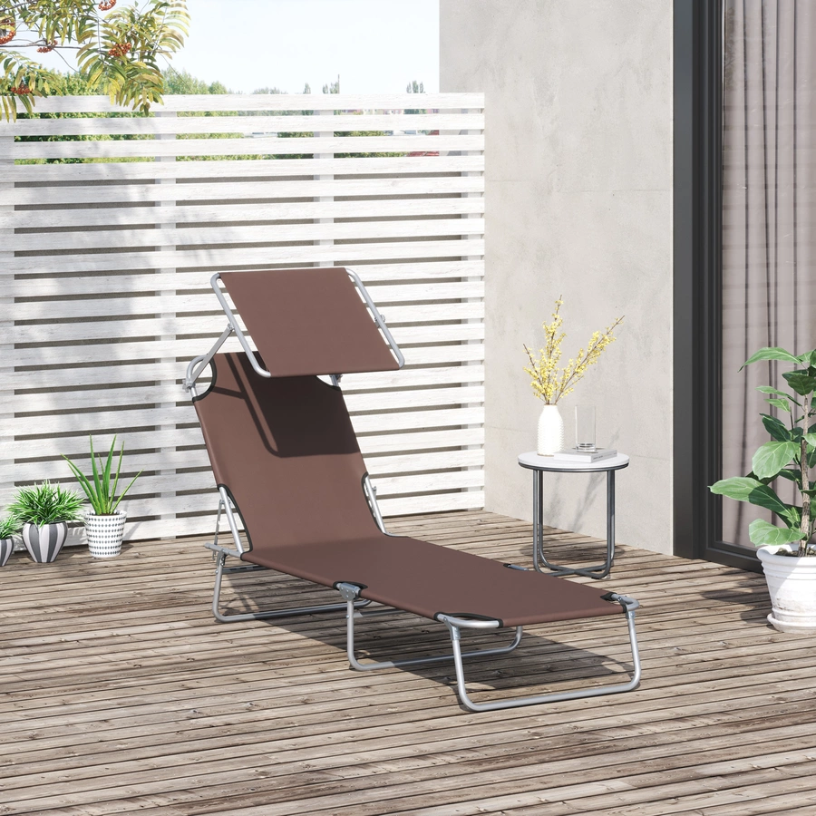 Outsunny Sonnenliege mit Sonnenschutz braun