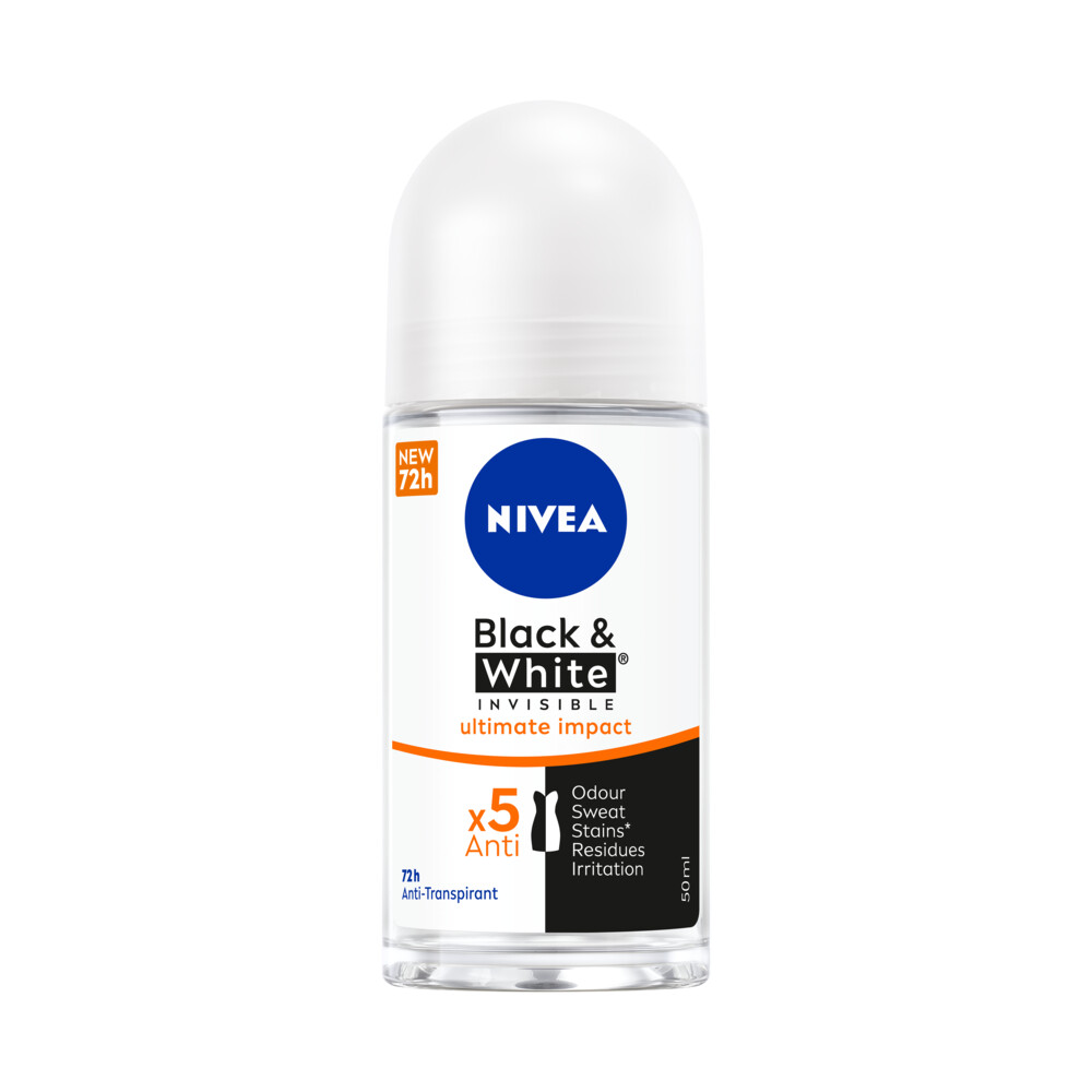 6x Nivea Deodorant Roller Black & White Ultimate Impact50 ml