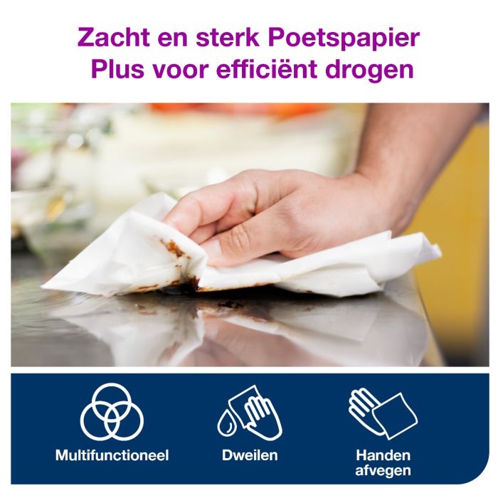 Tork 473329 6st Wiping Plus Centerfeed Poetspapier 2lgs wit  23x19cm pak a 6 rol (473329)