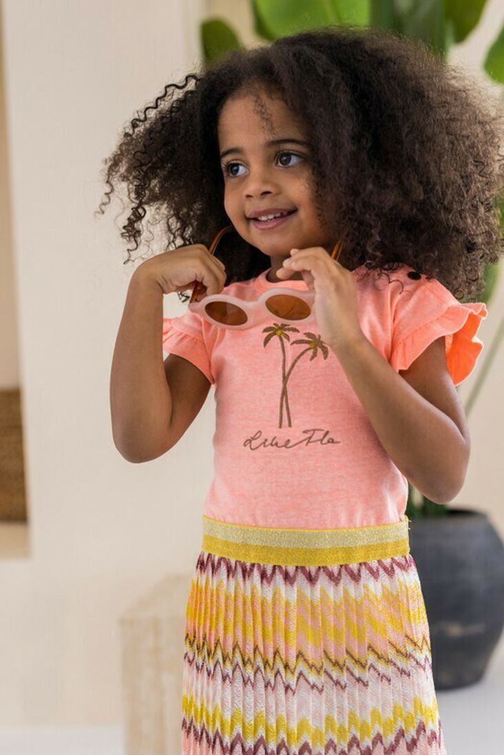 LIKE FLO multi like flo mini jurk fancy plisse dress