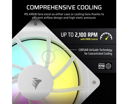 Corsair RS120 ARGB White, 120mm ARGB Fan, Single Pack