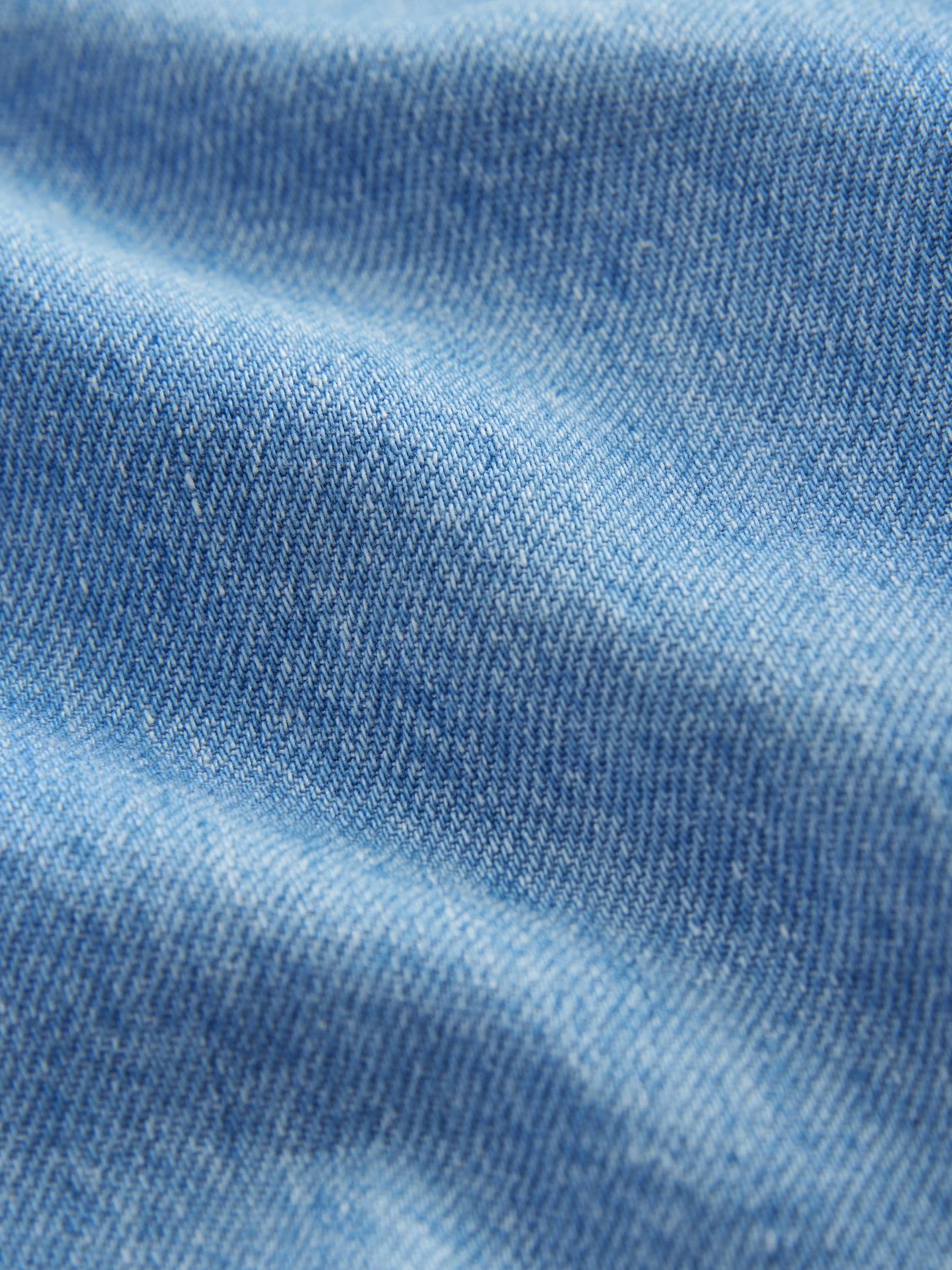 Blauwe denim - 100% katoenen overhemd met lange mouwen en opa-kraag van denim (3mnd-7jr)