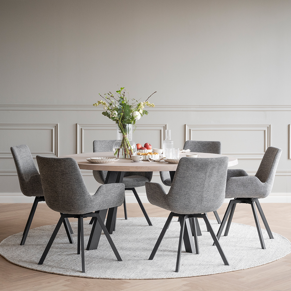 Eettafel Fred rond zwart Donkerbruin