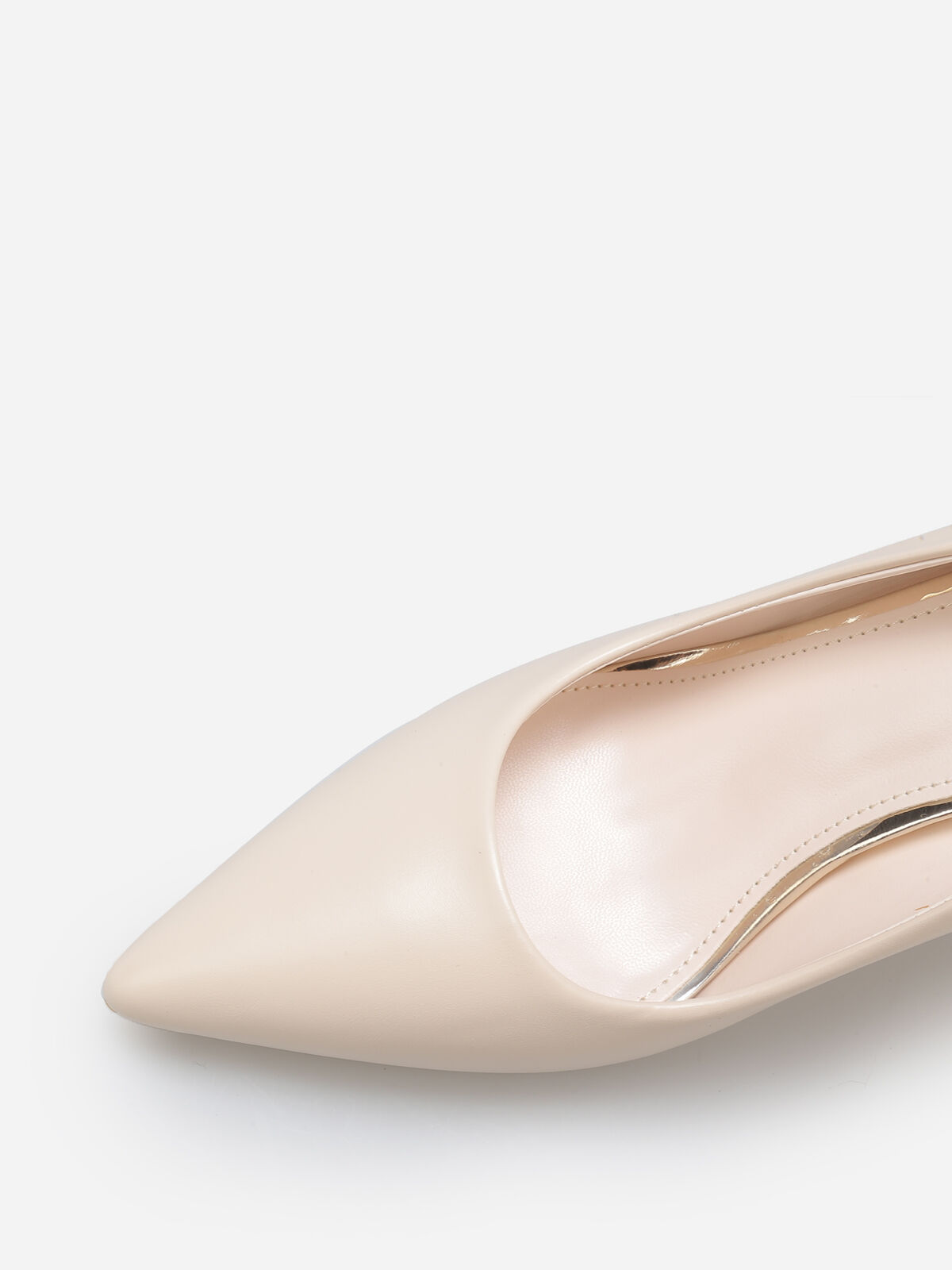 Escarpins en simili à talon bobine fin- Beige