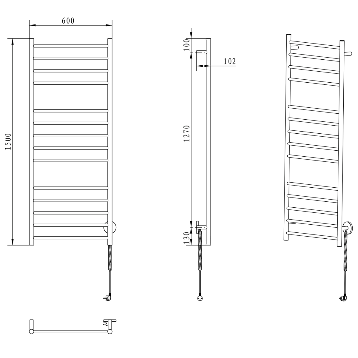 Sapho Redondo elektrische radiator 60x150cm 130W chroom