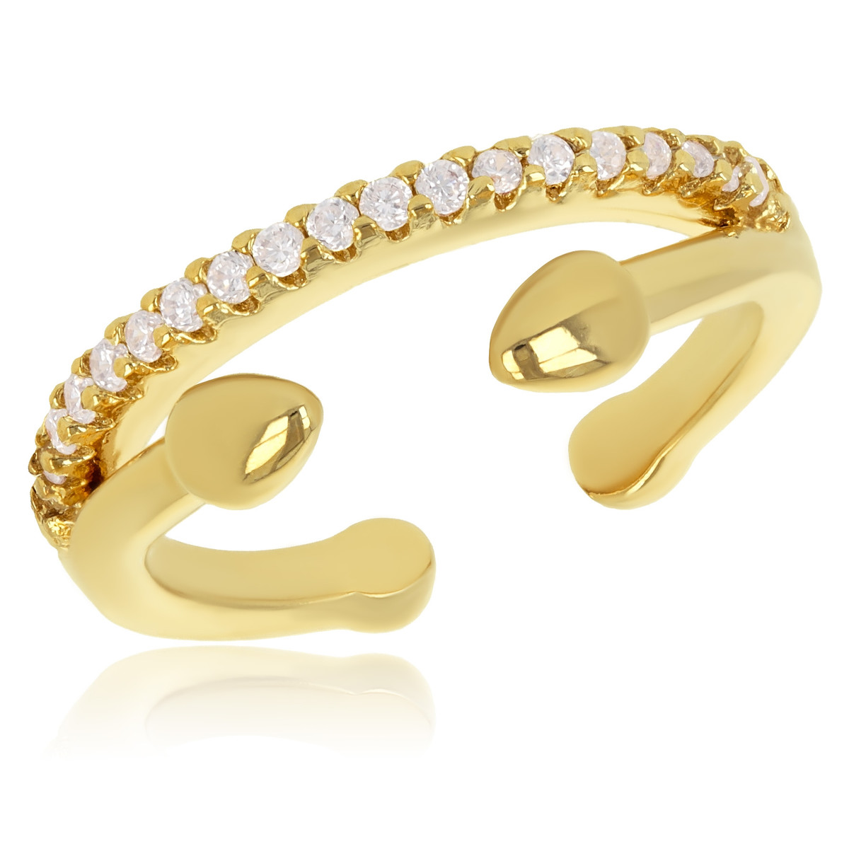 Bague plaqué or demi-alliance avec cubic zirconia