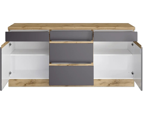 Held Furniture onderkast met lade en draaideur PISA BxDxH 180x60x86 cm grijs mat gedemonteerd scharnier omkeerbaar (links of rechts te monteren)
