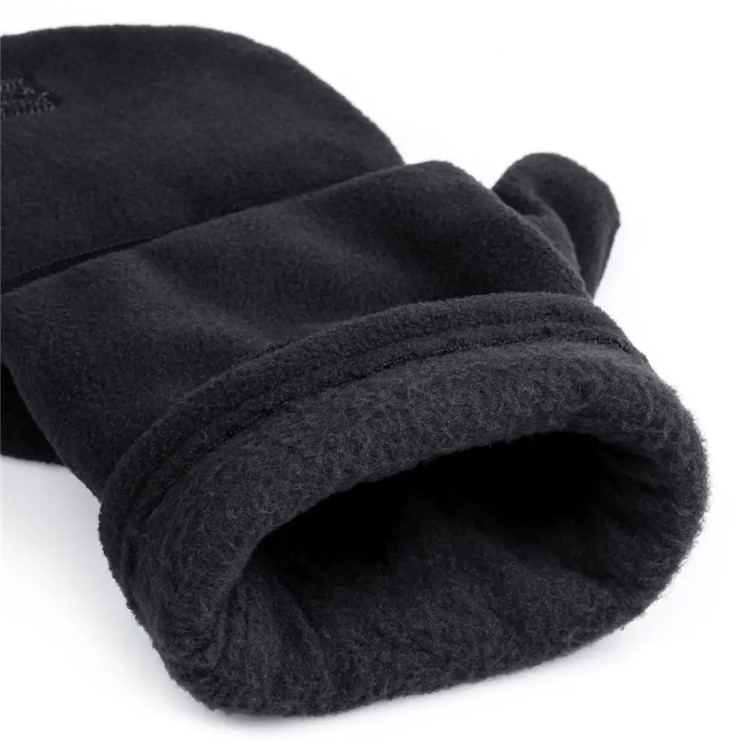 (1 Paar) Gr. XS Unisex Fleece Handschuhe Halbfinger Fäustlinge - Schwarz