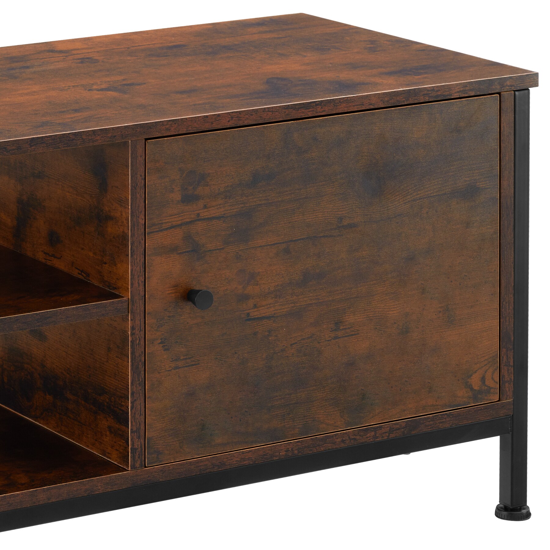 tectake® TV-Regal, Industrial Style, 2 offene Fächer, Staufach mit Magnettür, 110 x 40 x 45,5 cm