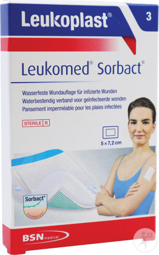 Leukoplast Leukomed Sorbact Pansement Imperméable 5x7,2cm Pièces 3