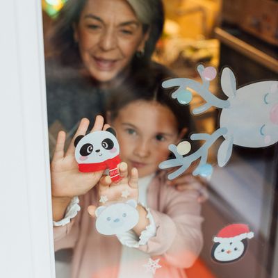 Set de 70 autocollants électrostatiques pour fenêtre santa claus
