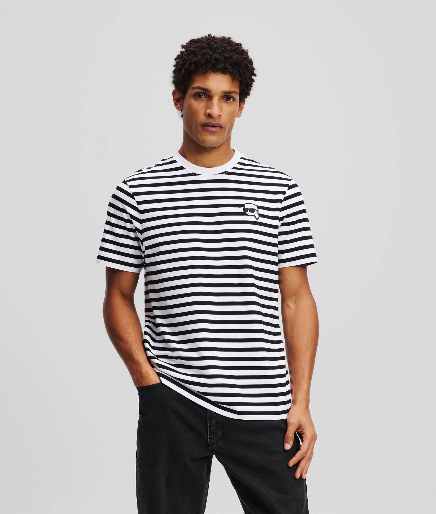 T-SHIRT À RAYURES IKON - Noir/Blanc