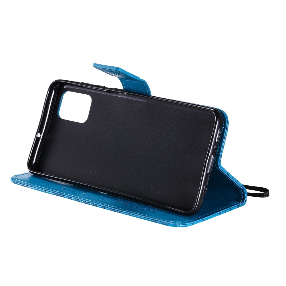Samsung Galaxy A51 (2019) Leder Tasche Flip Cover Sonnen Mandala - Blau