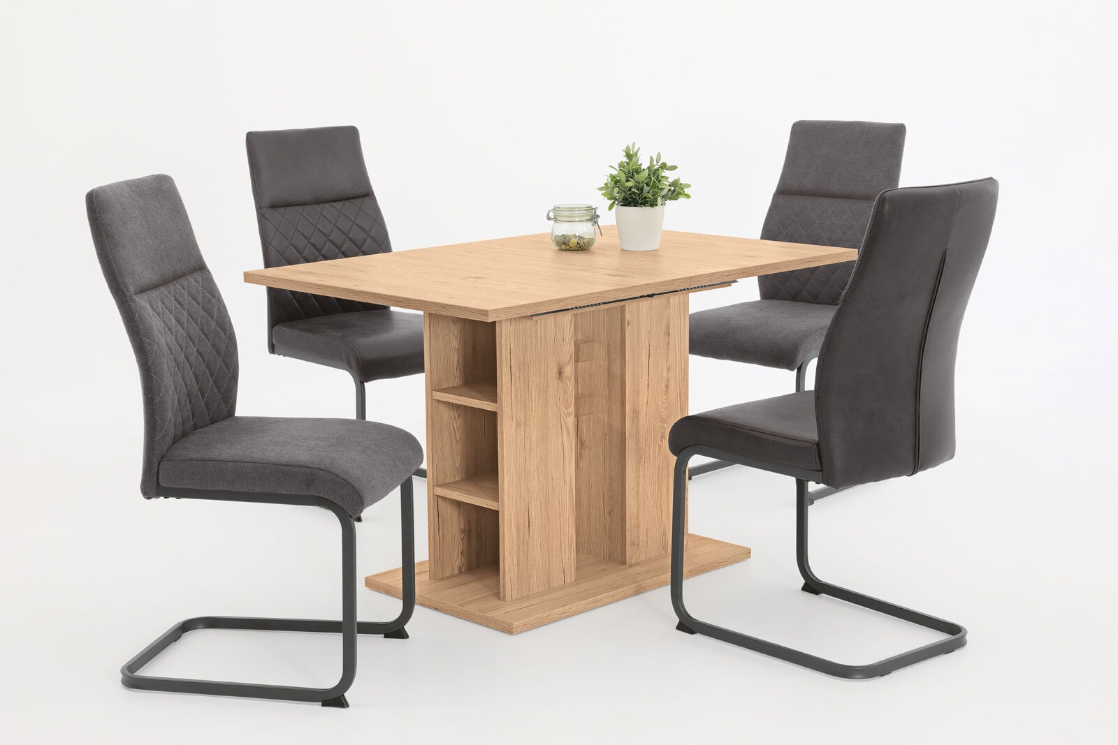 Stuhl Samira Webstoff Vintage Grau / Gestell Grau pulverbeschichtet