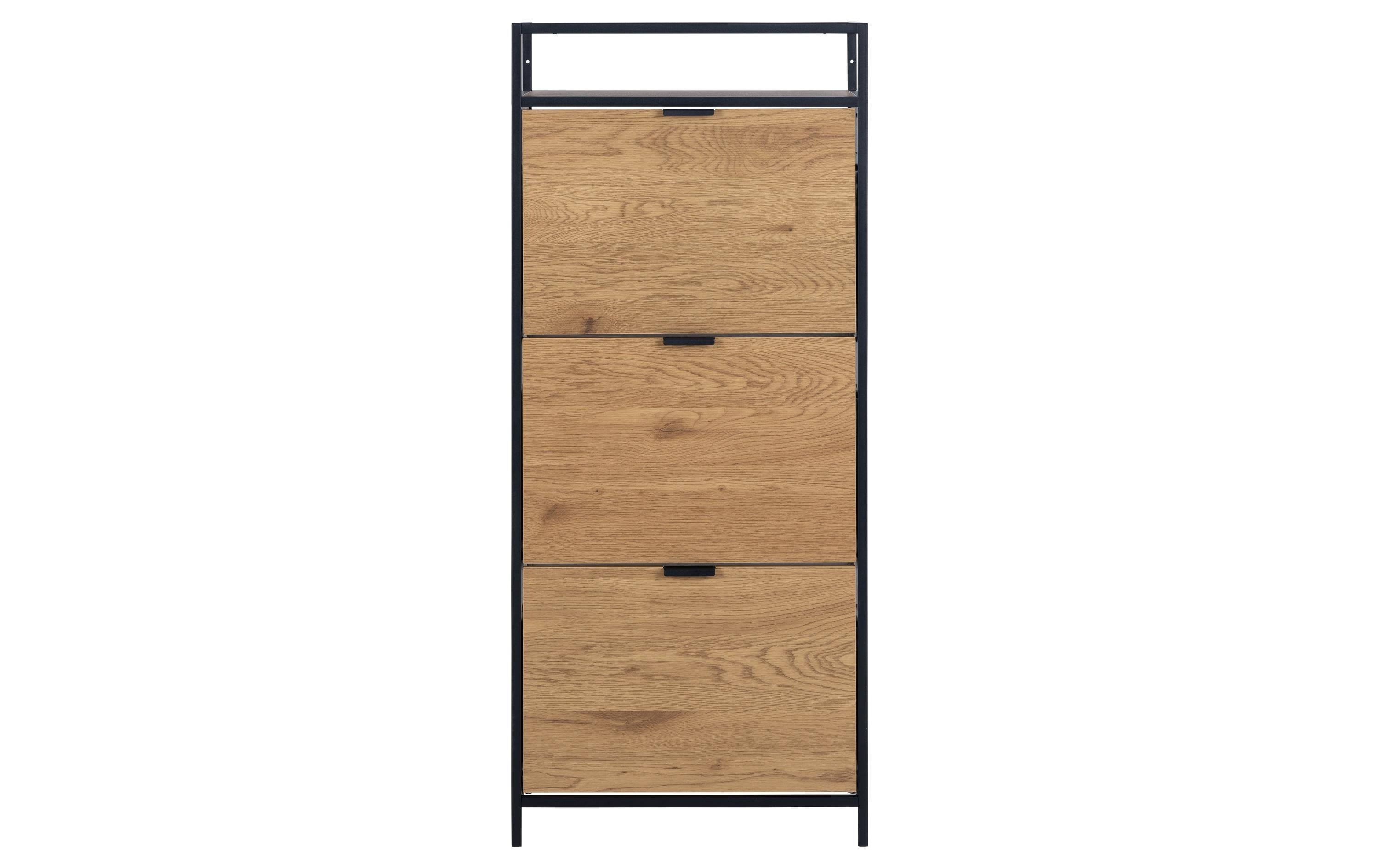 Schuhschrank Seaford 56 x 30 x 129 cm, Nature/Schwarz<br>Schuh-Organizer