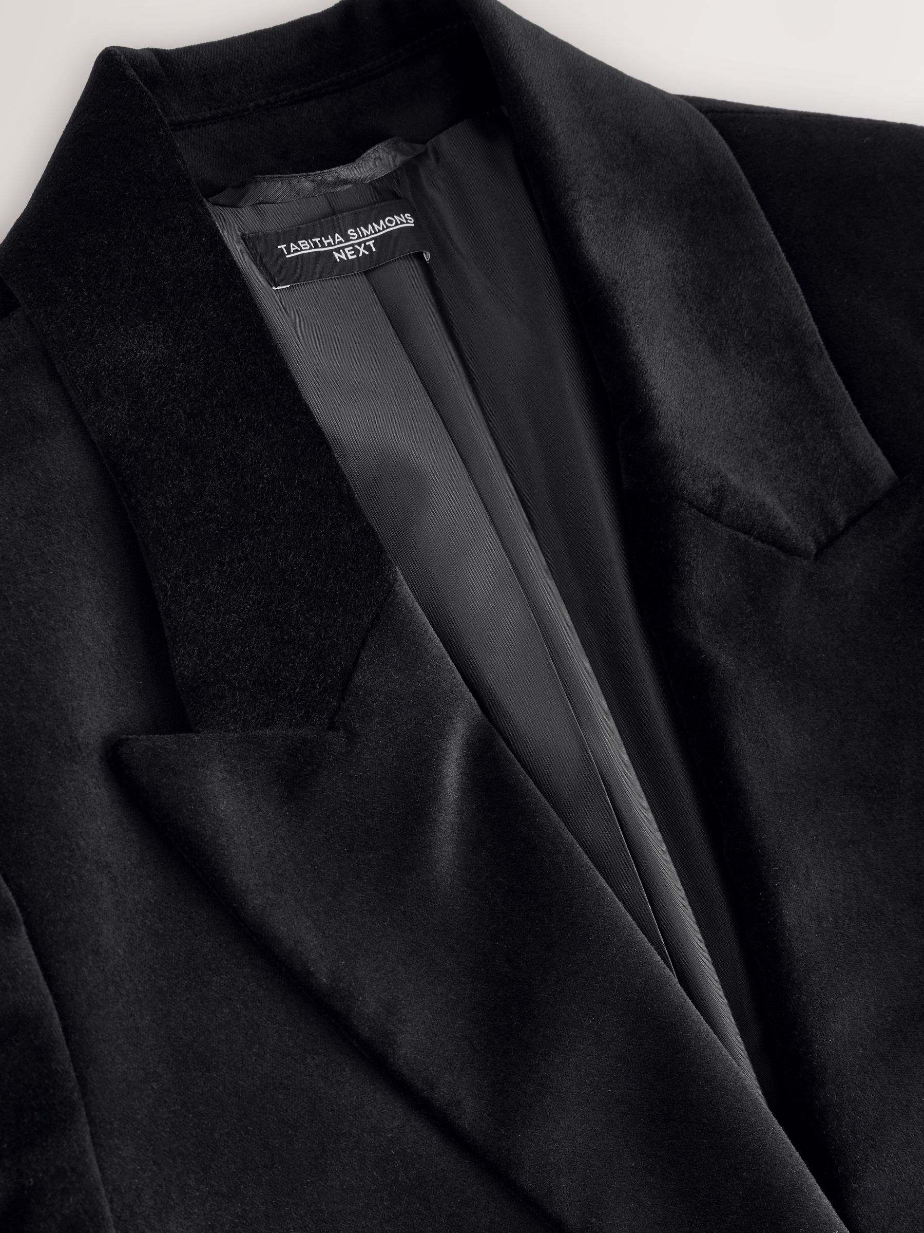 Zwart - Tabitha Simmons X Next katoenen fluwelen single breasted blazer