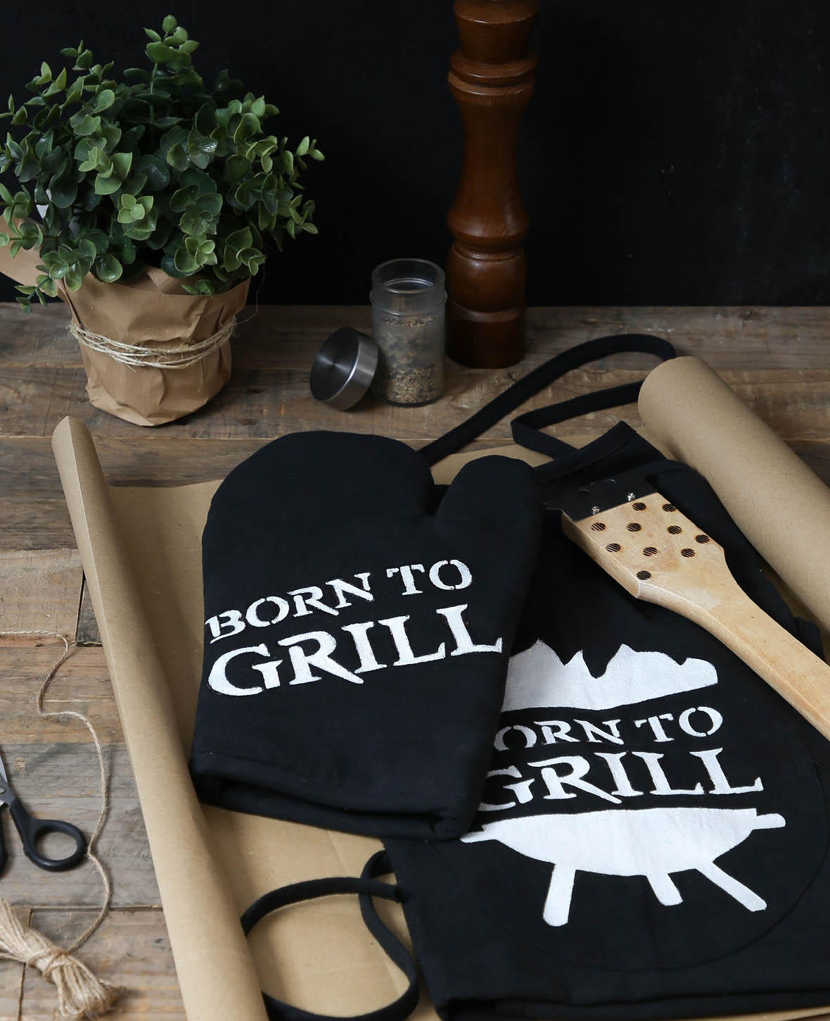 (5er Set) Ofenhandschuhe Baumwolle Grill DIY - Weiss