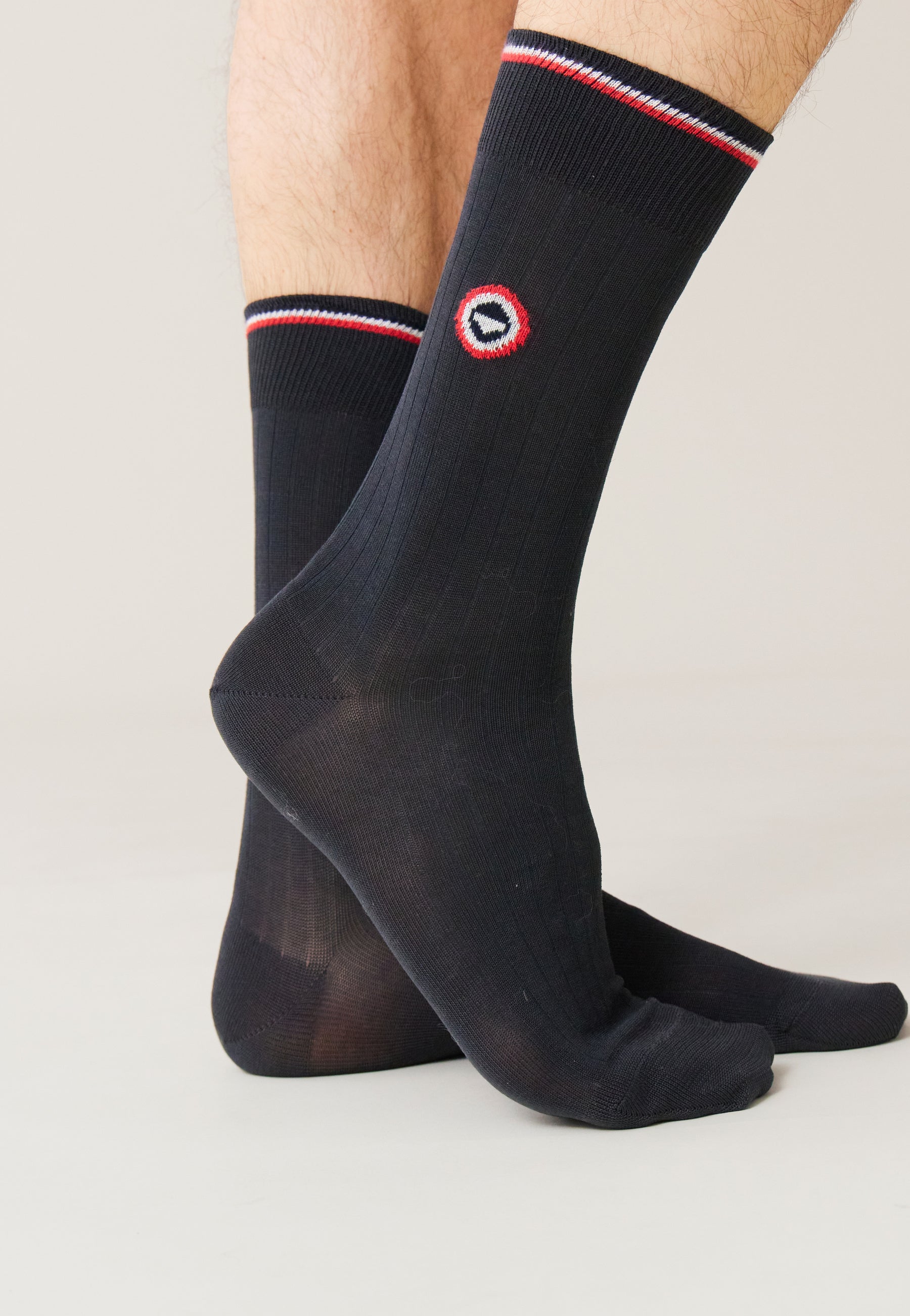 Chaussettes mi-hautes en fil d'Ecosse-Nessy Gris Anthracite