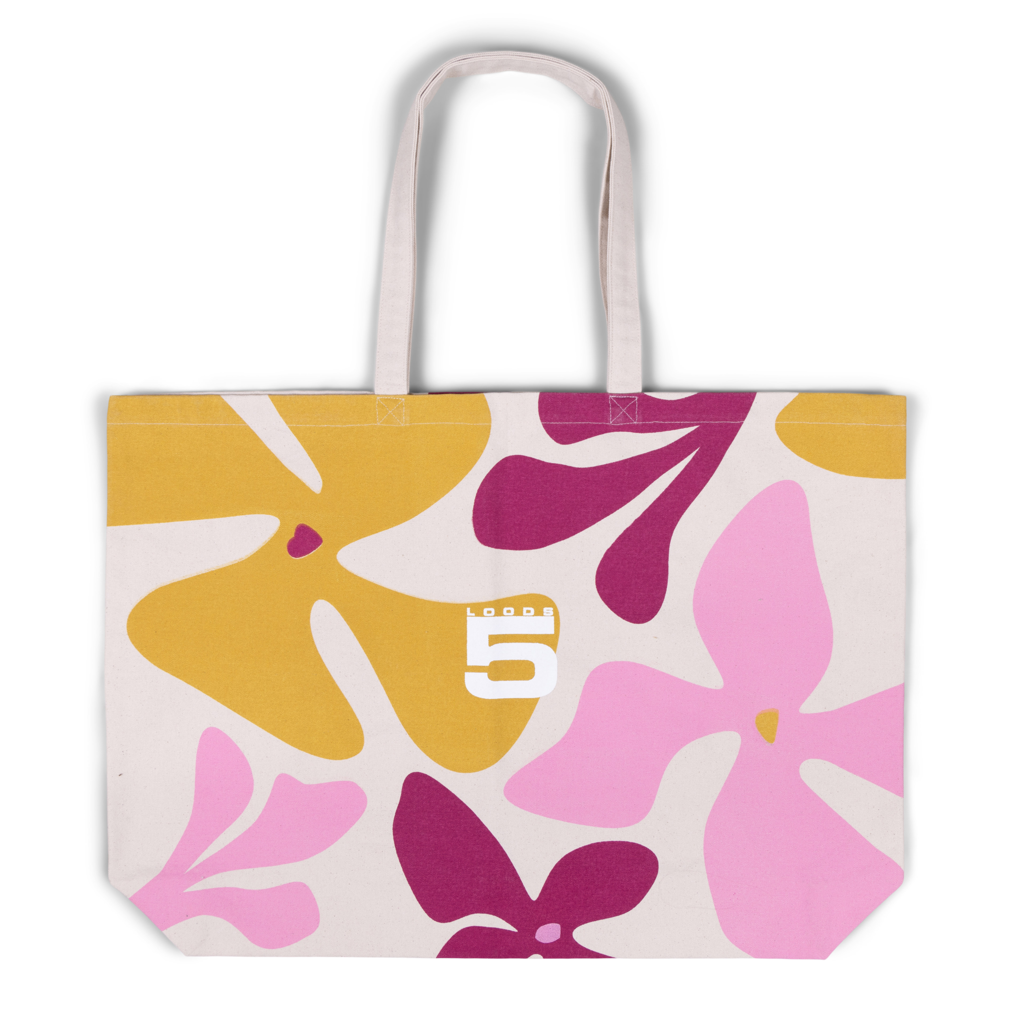 Canvas tas large - pink flowers
