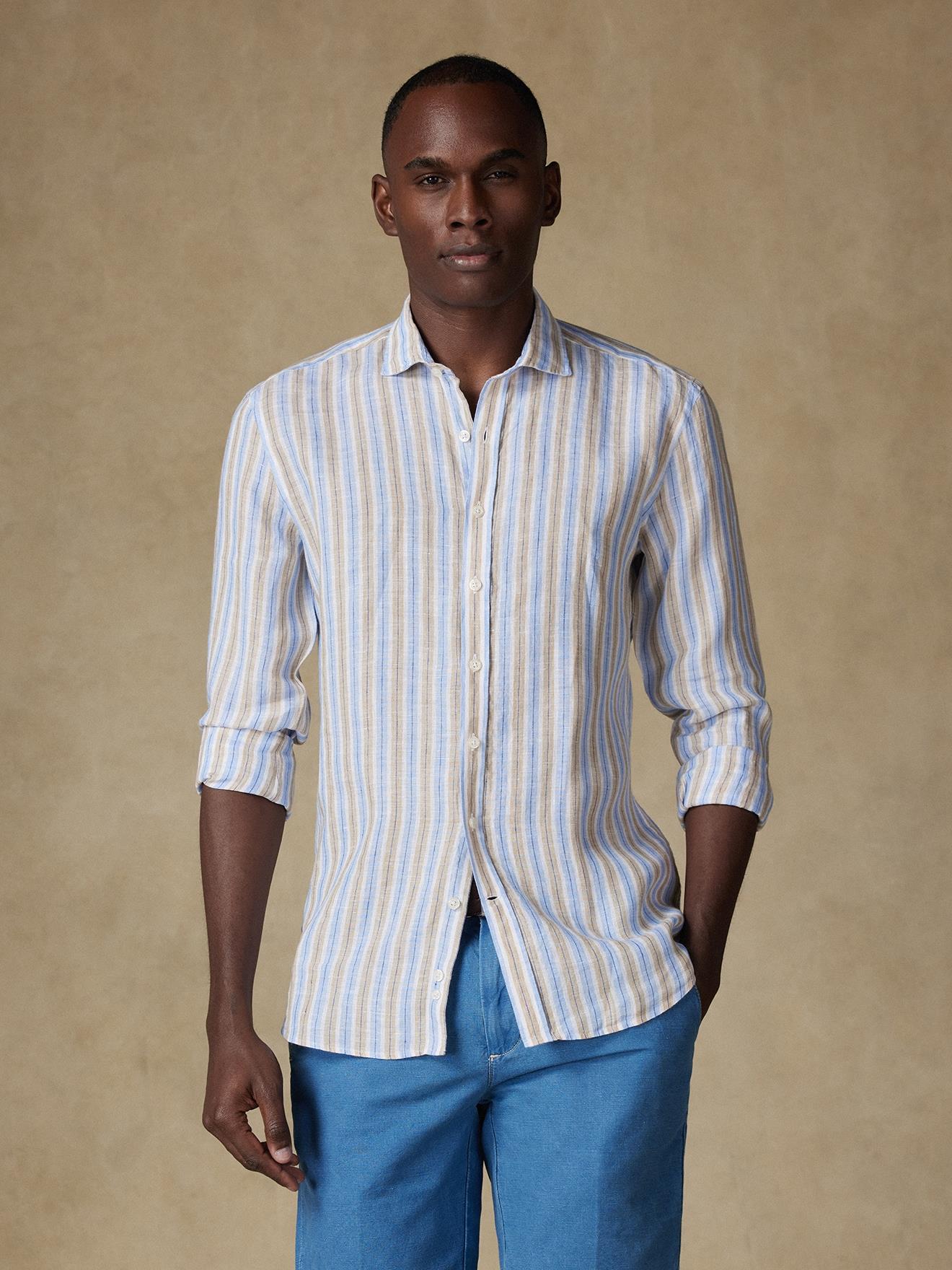 Chemise Robby en lin à rayures sable