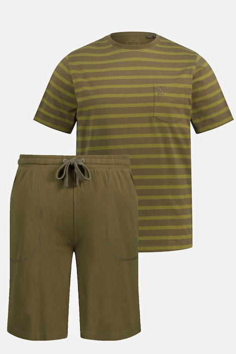 Schlafanzug, kurz, geringeltes Shirt, Shorts