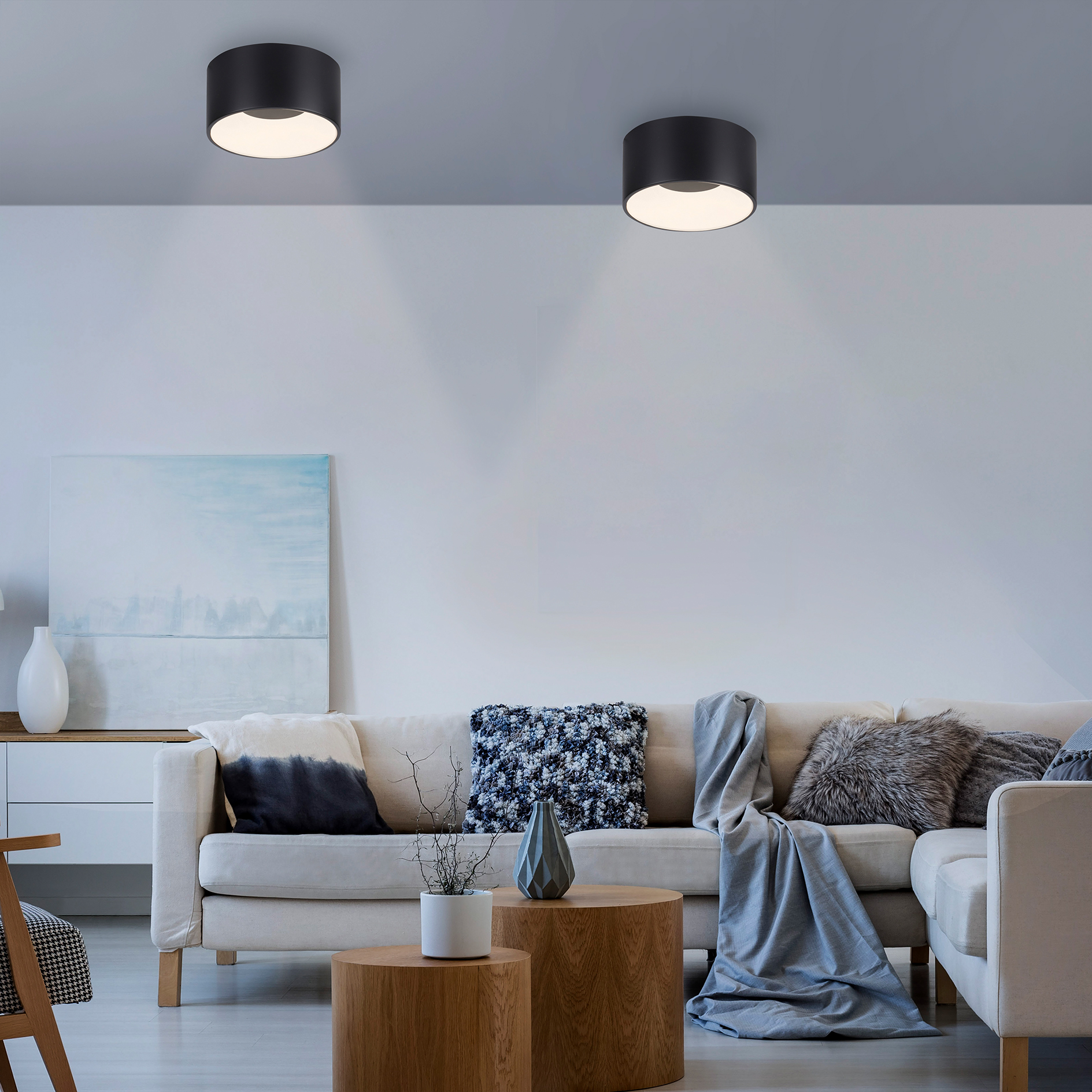 LED-Deckenleuchte - schwarz - dimmbar - Ø 16 cm