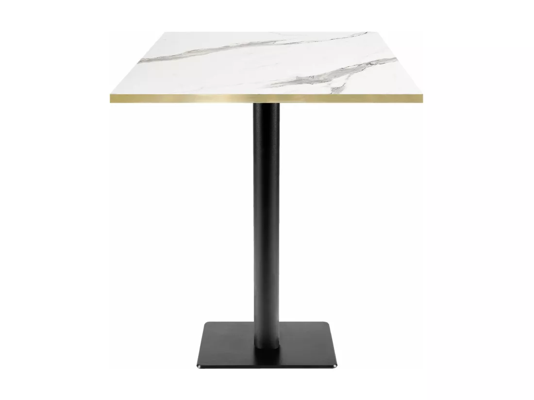 Mange-debout 70 x 70 cm - modèle MilanT marbre blanc chants laiton