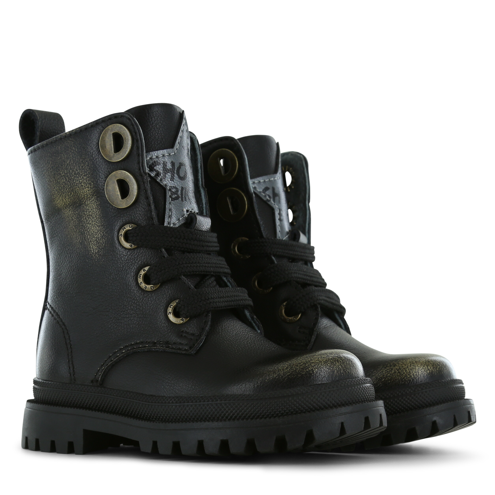 Shoesme zwart-gouden bikerboot Leer | Sale
