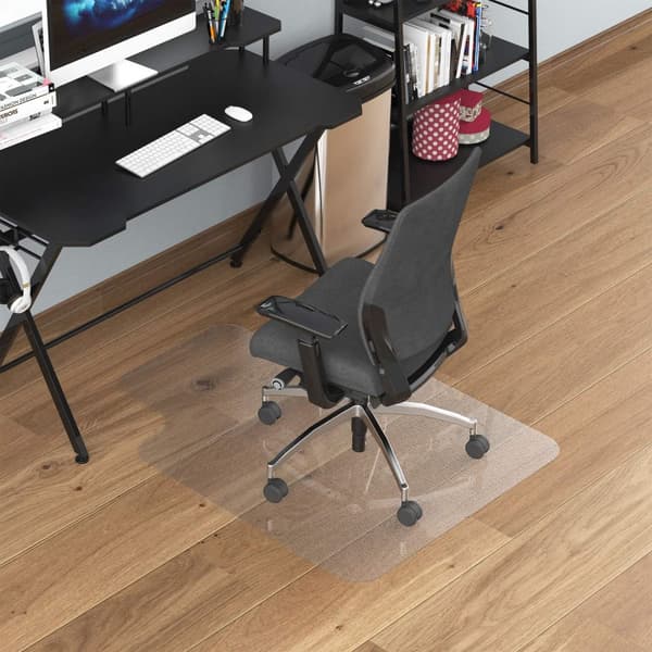 Stolmatte for harde gulv, 90 x 120 cm, sklisikre, transparente gulvmatter for å beskytte tre og fliser, for kontor og hjem