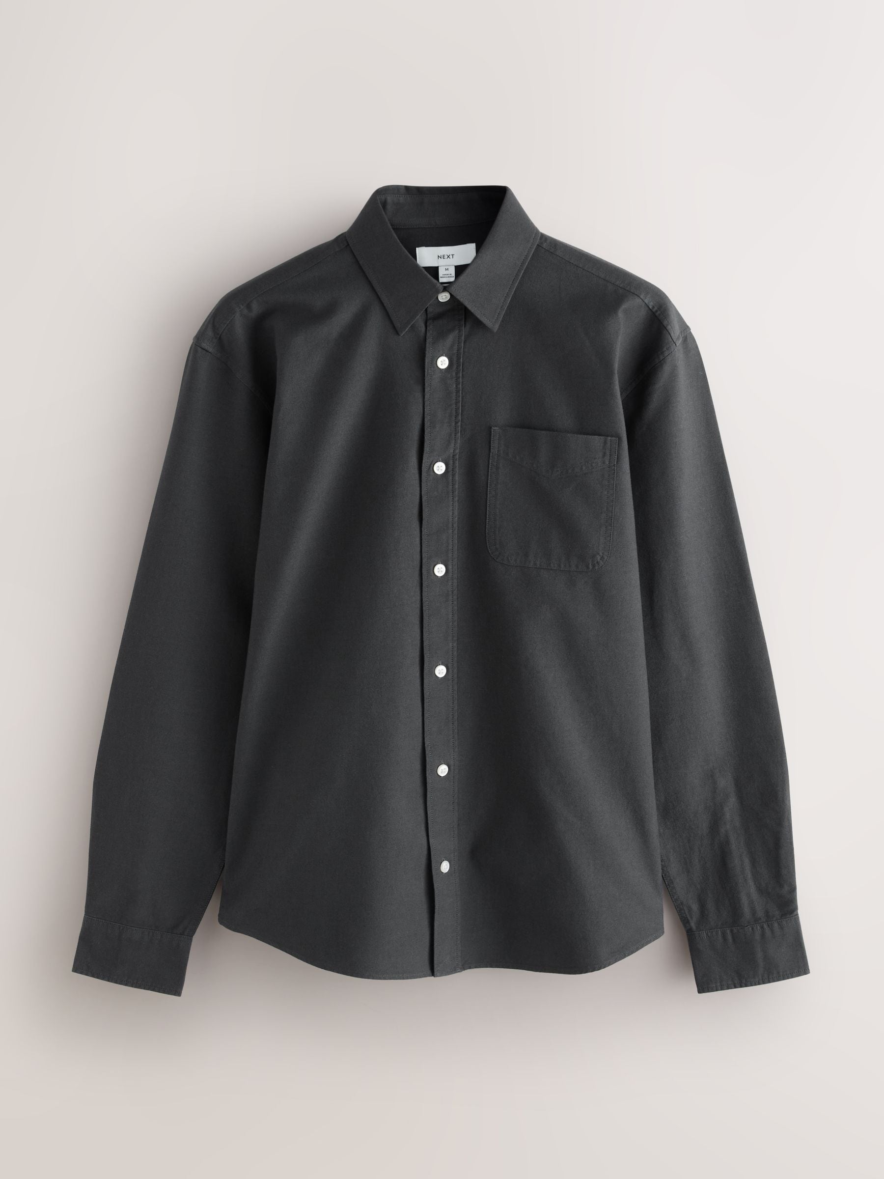 Antraciet - Slim Fit - Oxford-hemd met lange mouwen
