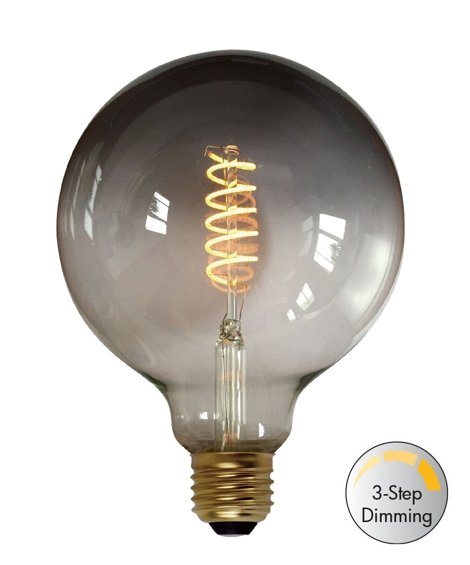 Freelight E27 7Watt Led Smoke 125mm incl. Stappen Dimmer