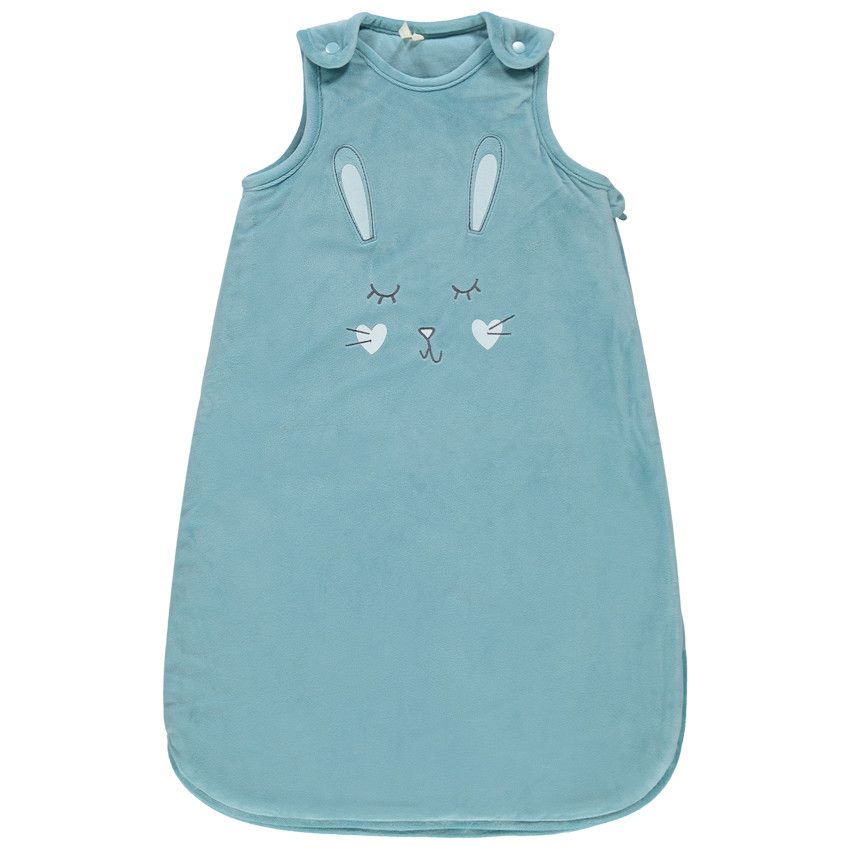 Turbulette en velours sans manches broderie lapin - Bleu moyen