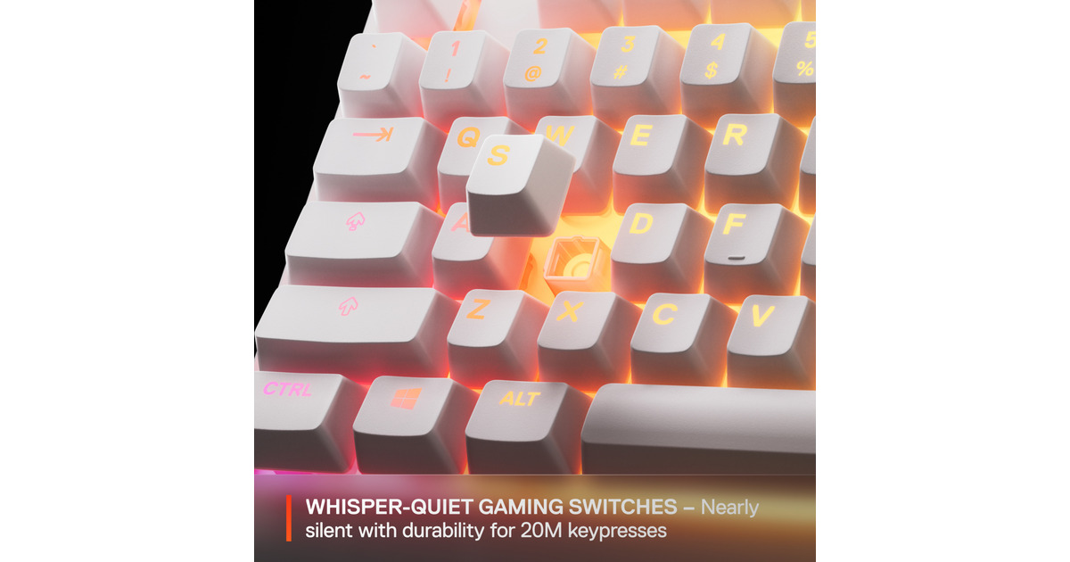 SteelSeriesApex 3 TKL, gaming toetsenbord  (Wit, US lay-out, SteelSeries Whisper-Quiet, RGB leds, TKL)